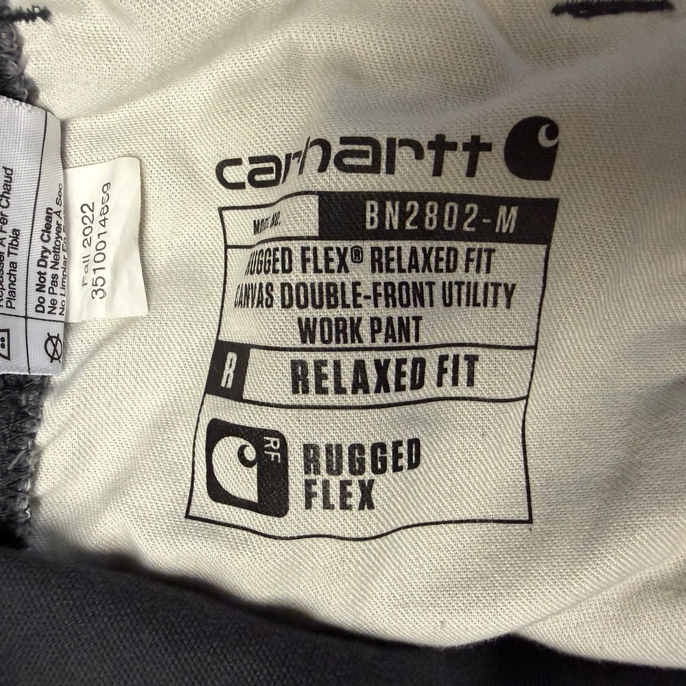 Carhartt Canvas Mens 36 x 32 Gray Double Knee Rugged Flex Relax Fit BN2802-M - Picture 4 of 11